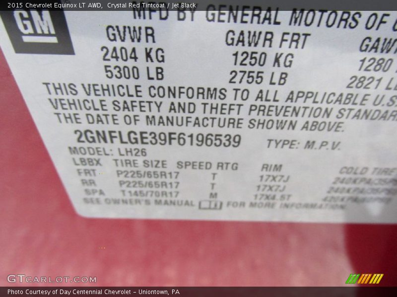Crystal Red Tintcoat / Jet Black 2015 Chevrolet Equinox LT AWD