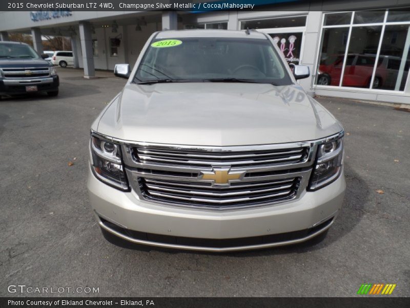 Champagne Silver Metallic / Cocoa/Mahogany 2015 Chevrolet Suburban LTZ 4WD