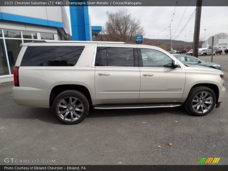 Champagne Silver Metallic / Cocoa/Mahogany 2015 Chevrolet Suburban LTZ 4WD