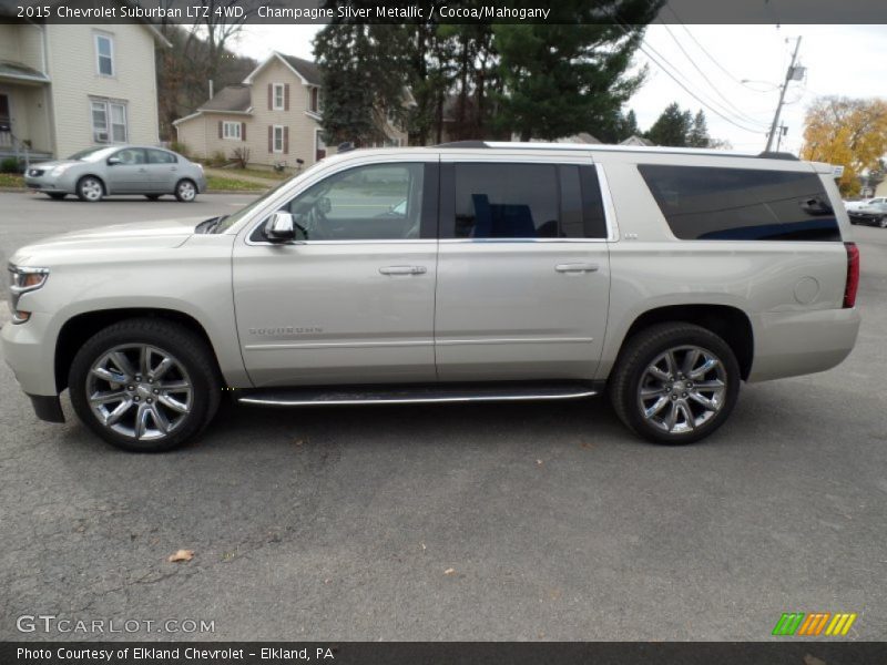 Champagne Silver Metallic / Cocoa/Mahogany 2015 Chevrolet Suburban LTZ 4WD
