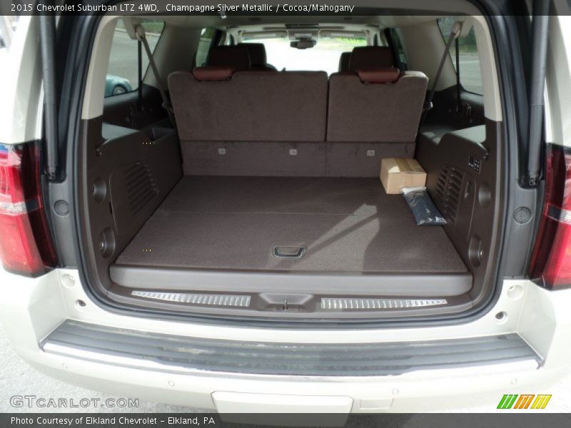 Champagne Silver Metallic / Cocoa/Mahogany 2015 Chevrolet Suburban LTZ 4WD