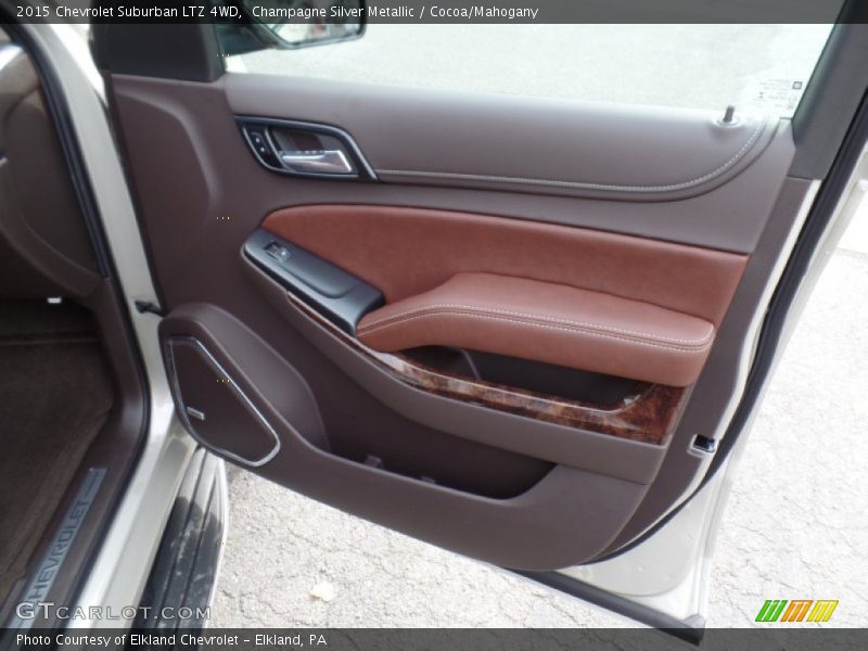 Champagne Silver Metallic / Cocoa/Mahogany 2015 Chevrolet Suburban LTZ 4WD
