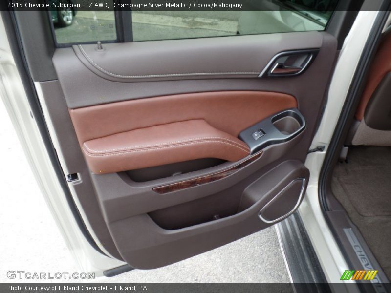 Champagne Silver Metallic / Cocoa/Mahogany 2015 Chevrolet Suburban LTZ 4WD