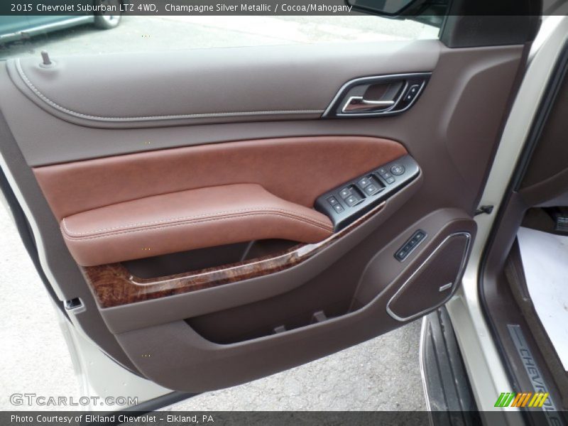 Champagne Silver Metallic / Cocoa/Mahogany 2015 Chevrolet Suburban LTZ 4WD