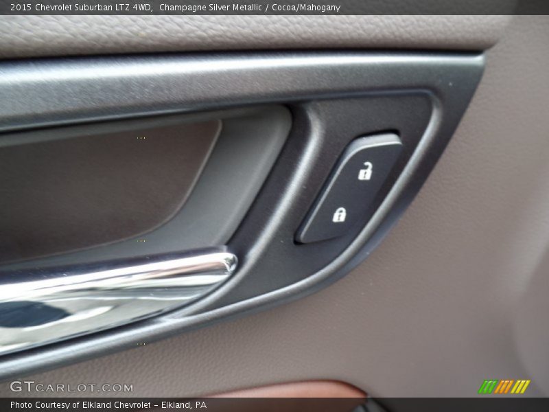 Champagne Silver Metallic / Cocoa/Mahogany 2015 Chevrolet Suburban LTZ 4WD