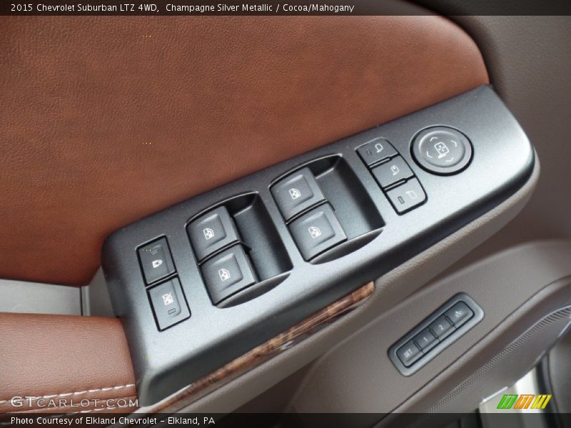 Champagne Silver Metallic / Cocoa/Mahogany 2015 Chevrolet Suburban LTZ 4WD