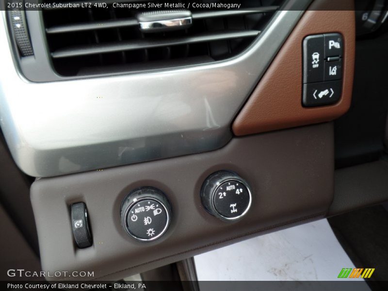 Champagne Silver Metallic / Cocoa/Mahogany 2015 Chevrolet Suburban LTZ 4WD