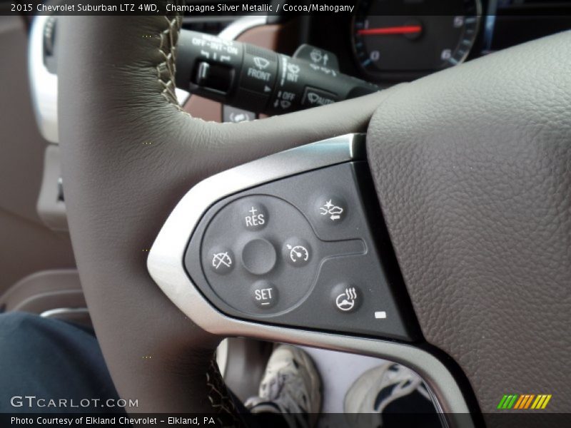 Champagne Silver Metallic / Cocoa/Mahogany 2015 Chevrolet Suburban LTZ 4WD