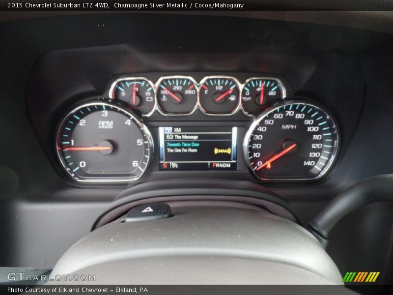 Champagne Silver Metallic / Cocoa/Mahogany 2015 Chevrolet Suburban LTZ 4WD