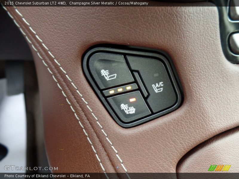 Champagne Silver Metallic / Cocoa/Mahogany 2015 Chevrolet Suburban LTZ 4WD