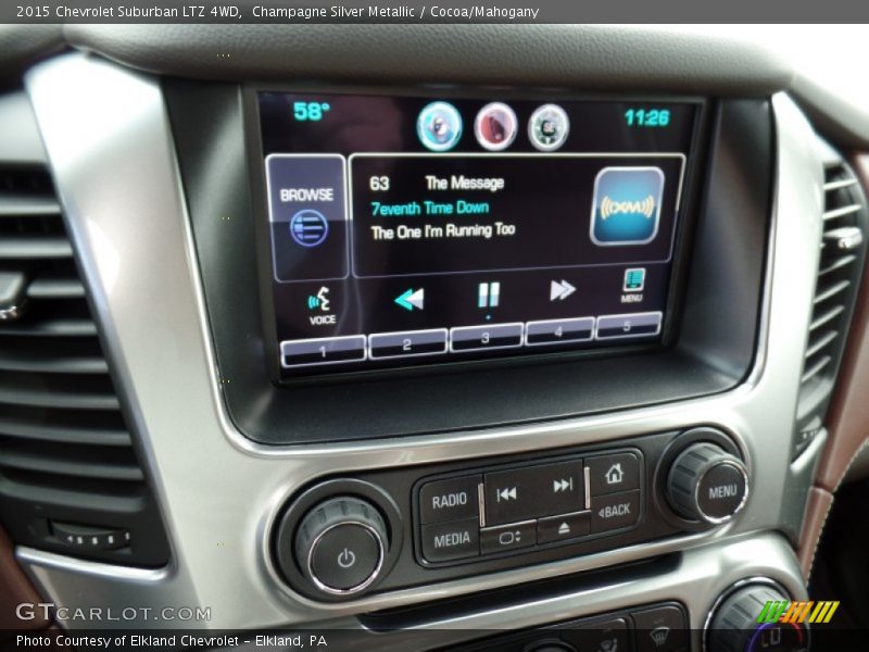 Champagne Silver Metallic / Cocoa/Mahogany 2015 Chevrolet Suburban LTZ 4WD