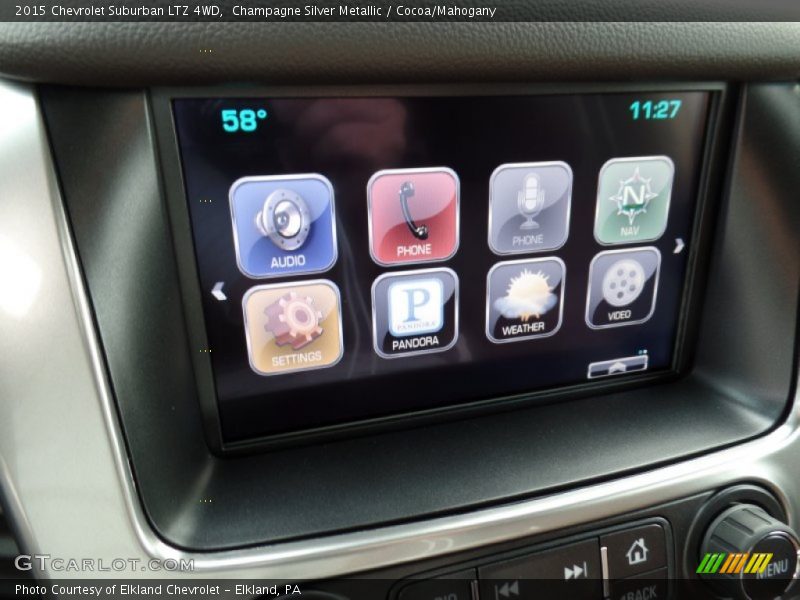 Champagne Silver Metallic / Cocoa/Mahogany 2015 Chevrolet Suburban LTZ 4WD