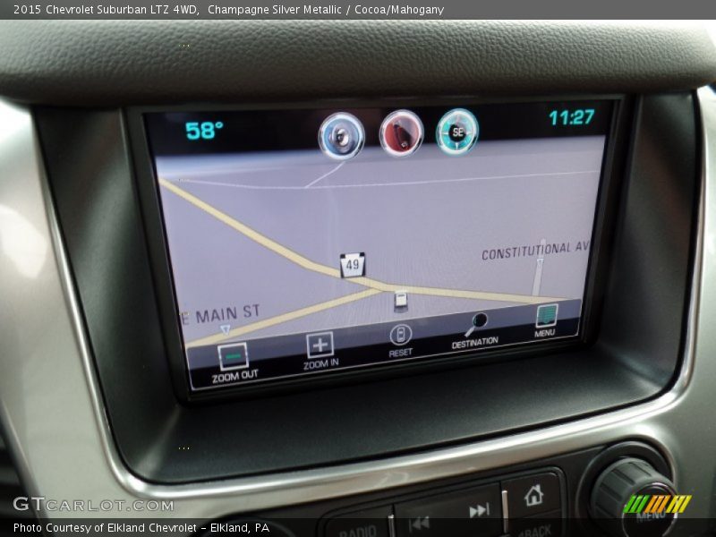 Champagne Silver Metallic / Cocoa/Mahogany 2015 Chevrolet Suburban LTZ 4WD