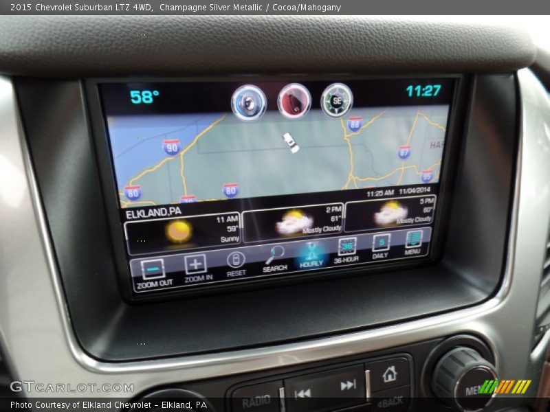 Champagne Silver Metallic / Cocoa/Mahogany 2015 Chevrolet Suburban LTZ 4WD