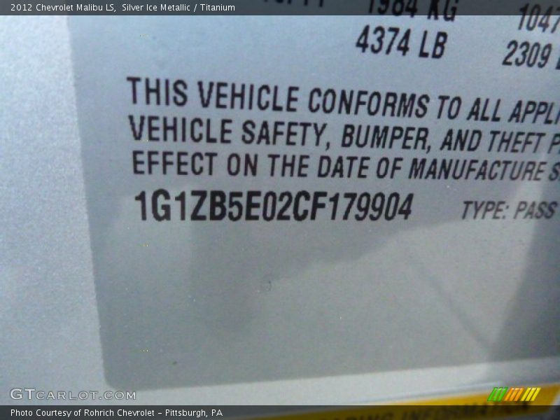 Silver Ice Metallic / Titanium 2012 Chevrolet Malibu LS