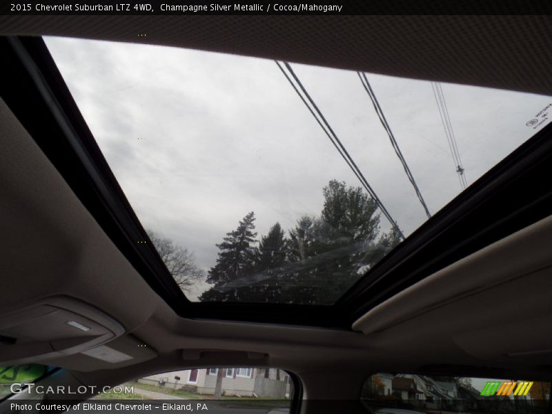 Champagne Silver Metallic / Cocoa/Mahogany 2015 Chevrolet Suburban LTZ 4WD