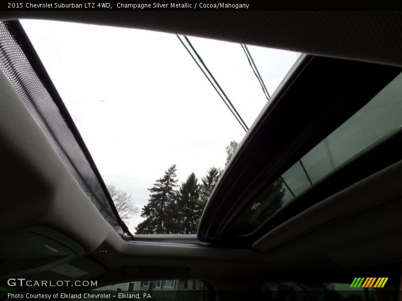 Champagne Silver Metallic / Cocoa/Mahogany 2015 Chevrolet Suburban LTZ 4WD