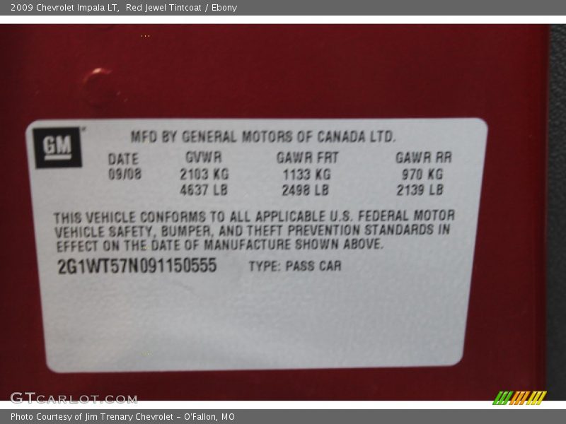 Red Jewel Tintcoat / Ebony 2009 Chevrolet Impala LT
