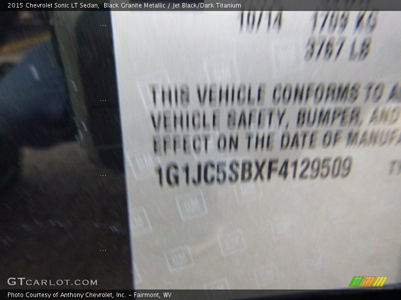 Black Granite Metallic / Jet Black/Dark Titanium 2015 Chevrolet Sonic LT Sedan