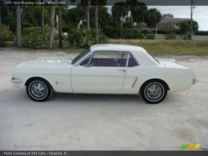 White / Red 1965 Ford Mustang Coupe