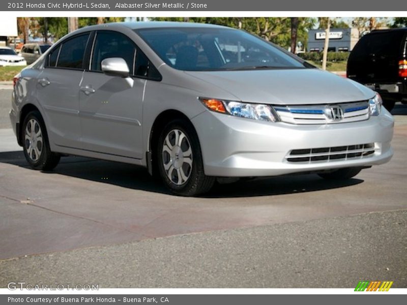 Alabaster Silver Metallic / Stone 2012 Honda Civic Hybrid-L Sedan