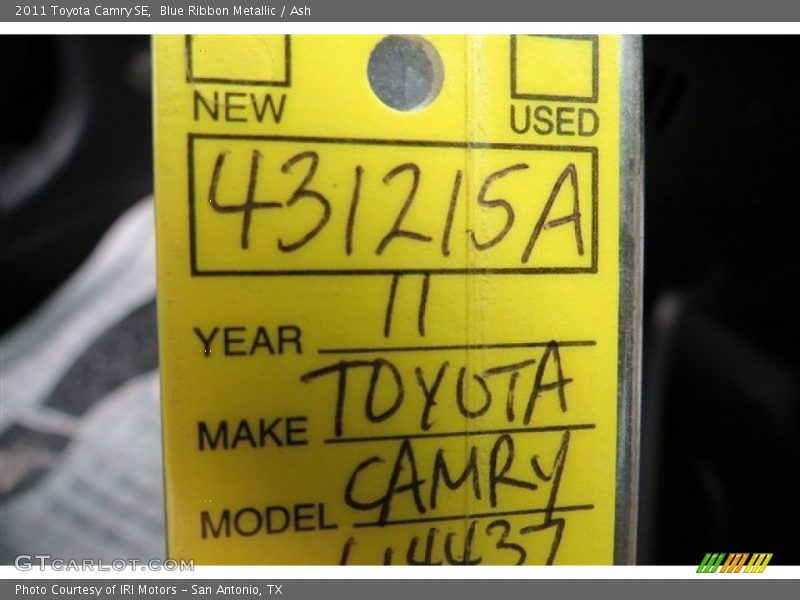 Blue Ribbon Metallic / Ash 2011 Toyota Camry SE