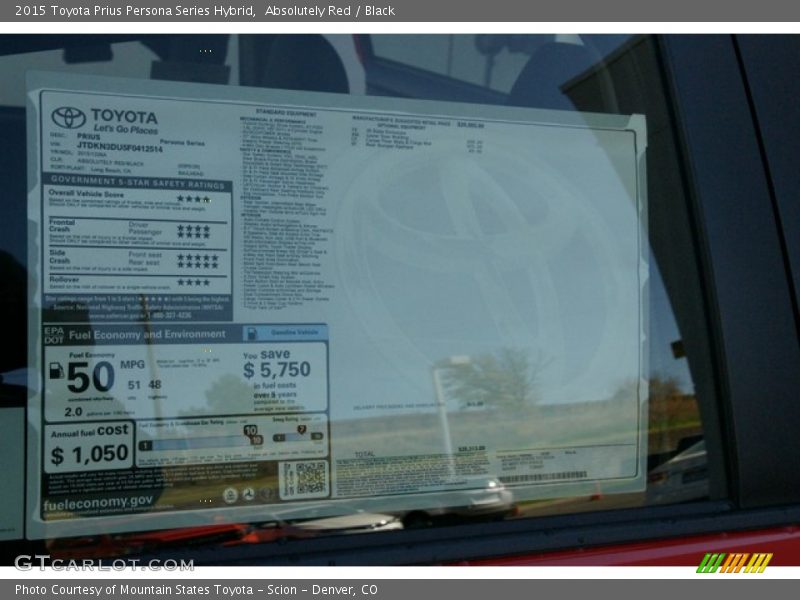 Absolutely Red / Black 2015 Toyota Prius Persona Series Hybrid