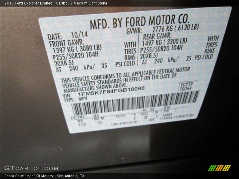 Caribou / Medium Light Stone 2015 Ford Explorer Limited