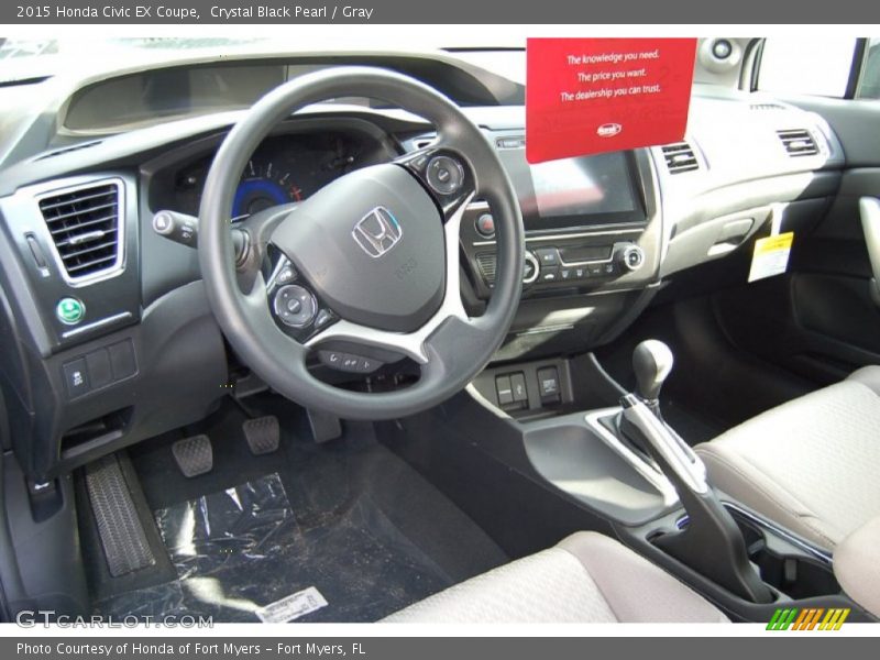 Crystal Black Pearl / Gray 2015 Honda Civic EX Coupe