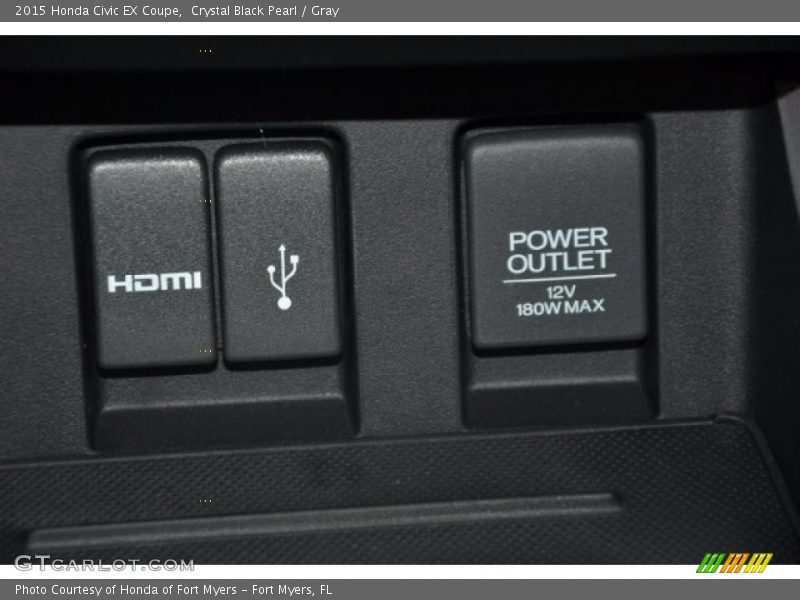 Crystal Black Pearl / Gray 2015 Honda Civic EX Coupe