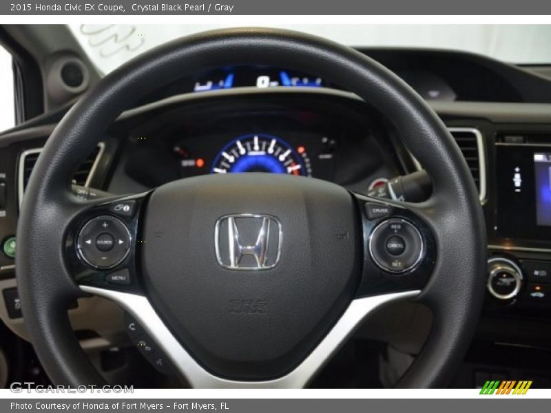 Crystal Black Pearl / Gray 2015 Honda Civic EX Coupe
