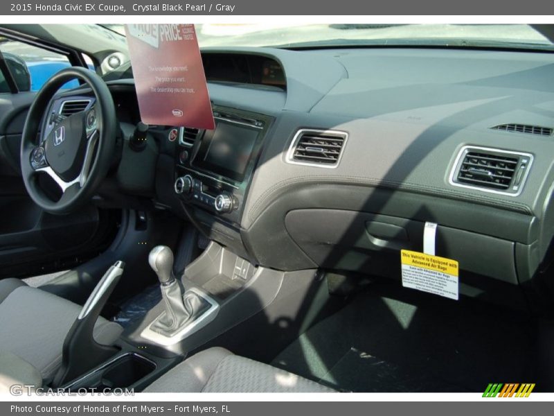 Crystal Black Pearl / Gray 2015 Honda Civic EX Coupe