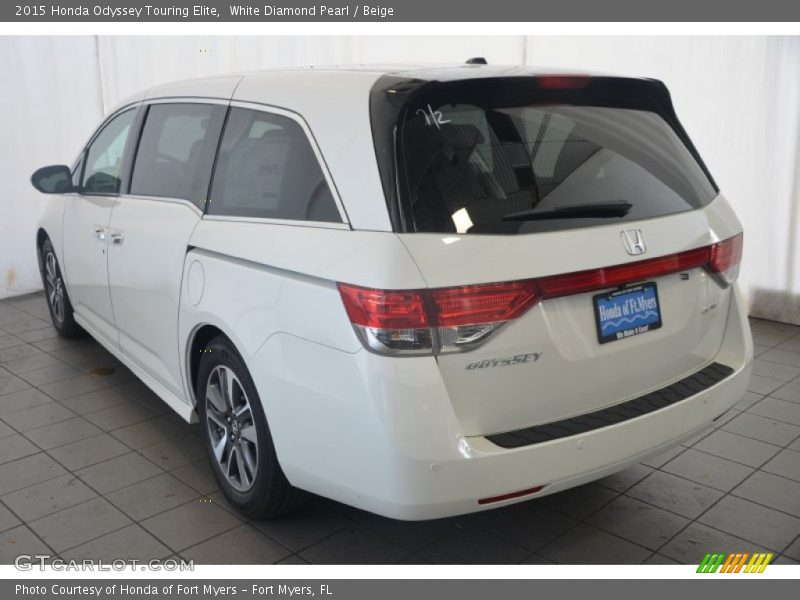 White Diamond Pearl / Beige 2015 Honda Odyssey Touring Elite
