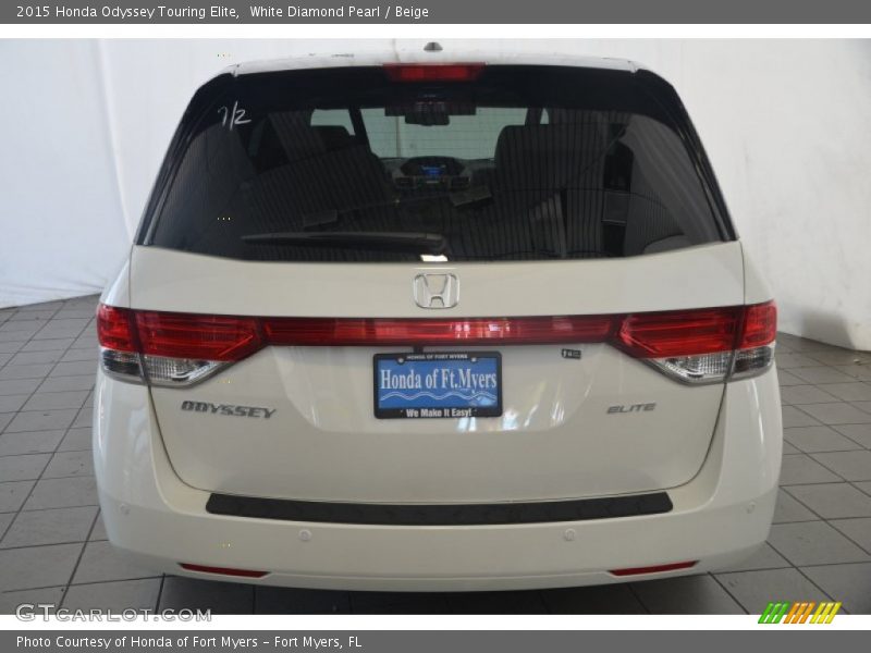 White Diamond Pearl / Beige 2015 Honda Odyssey Touring Elite