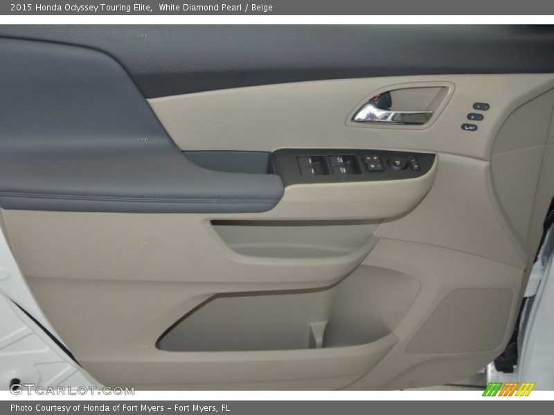 White Diamond Pearl / Beige 2015 Honda Odyssey Touring Elite