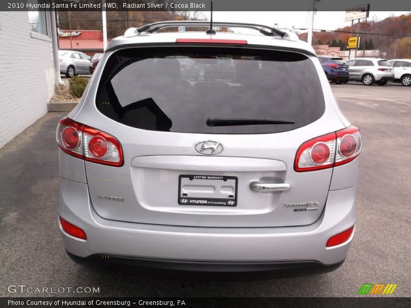 Radiant Silver / Cocoa Black 2010 Hyundai Santa Fe Limited 4WD