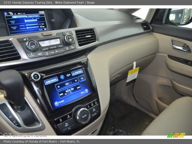 White Diamond Pearl / Beige 2015 Honda Odyssey Touring Elite