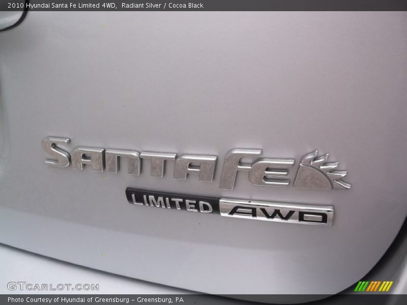 Radiant Silver / Cocoa Black 2010 Hyundai Santa Fe Limited 4WD