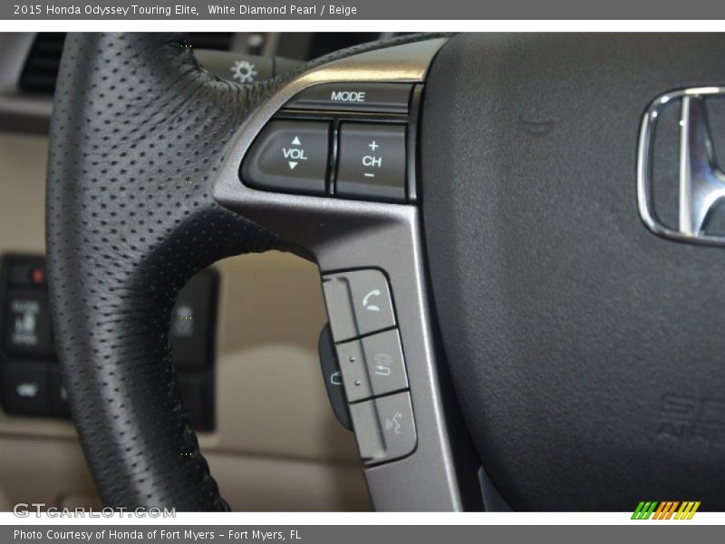 White Diamond Pearl / Beige 2015 Honda Odyssey Touring Elite