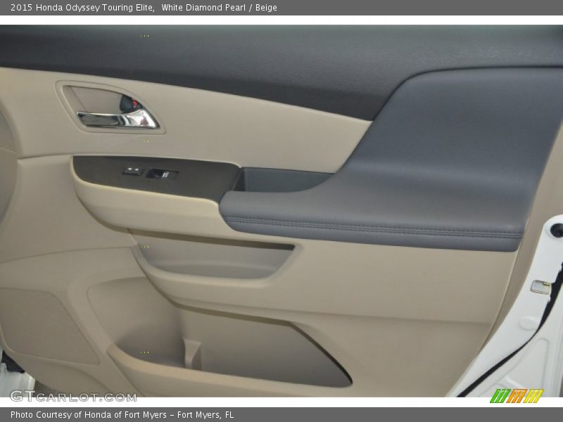 White Diamond Pearl / Beige 2015 Honda Odyssey Touring Elite