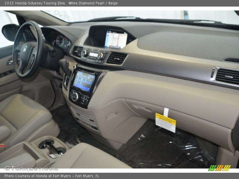 White Diamond Pearl / Beige 2015 Honda Odyssey Touring Elite