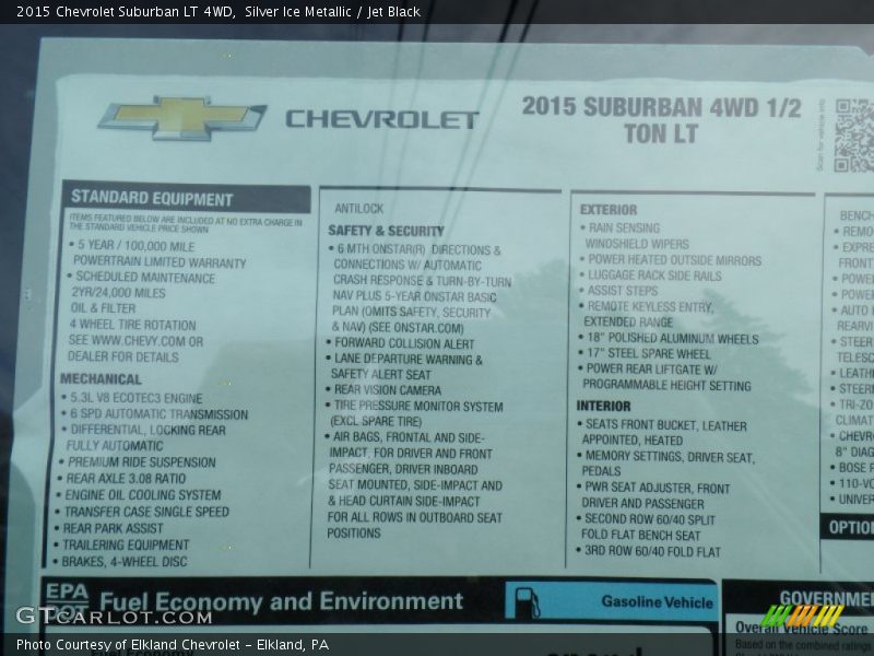 Silver Ice Metallic / Jet Black 2015 Chevrolet Suburban LT 4WD