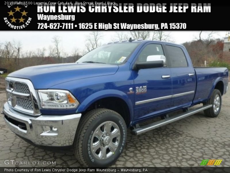 Blue Streak Pearl / Black 2015 Ram 3500 Laramie Crew Cab 4x4