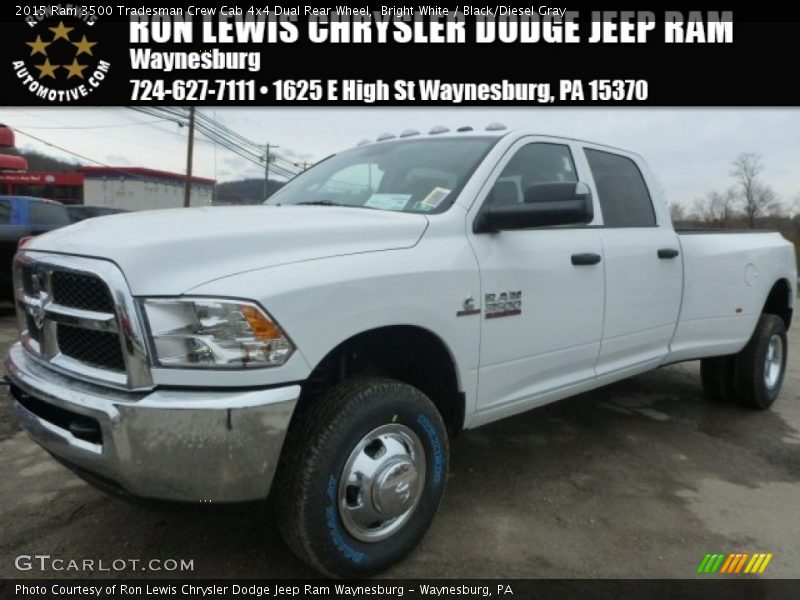 Bright White / Black/Diesel Gray 2015 Ram 3500 Tradesman Crew Cab 4x4 Dual Rear Wheel