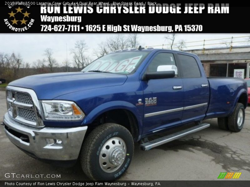 Blue Streak Pearl / Black 2015 Ram 3500 Laramie Crew Cab 4x4 Dual Rear Wheel