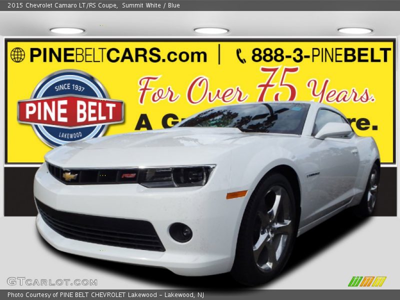 Summit White / Blue 2015 Chevrolet Camaro LT/RS Coupe