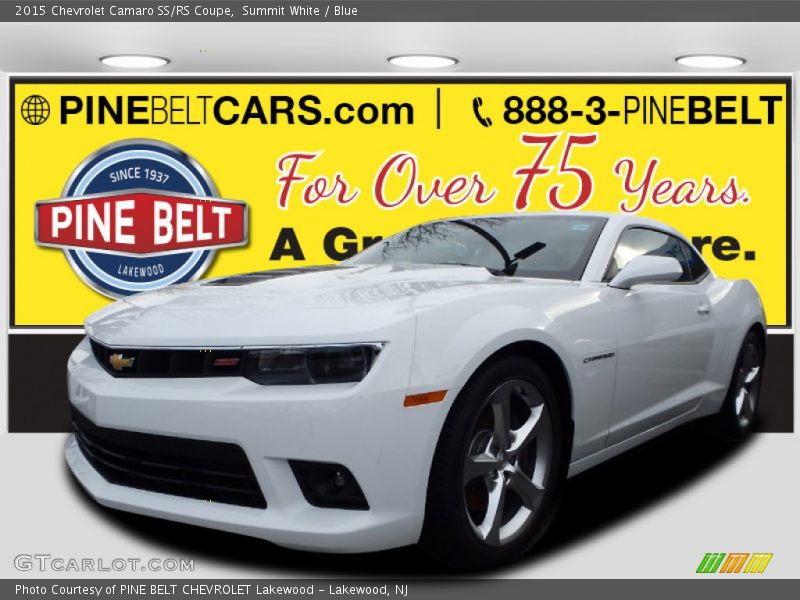 Summit White / Blue 2015 Chevrolet Camaro SS/RS Coupe