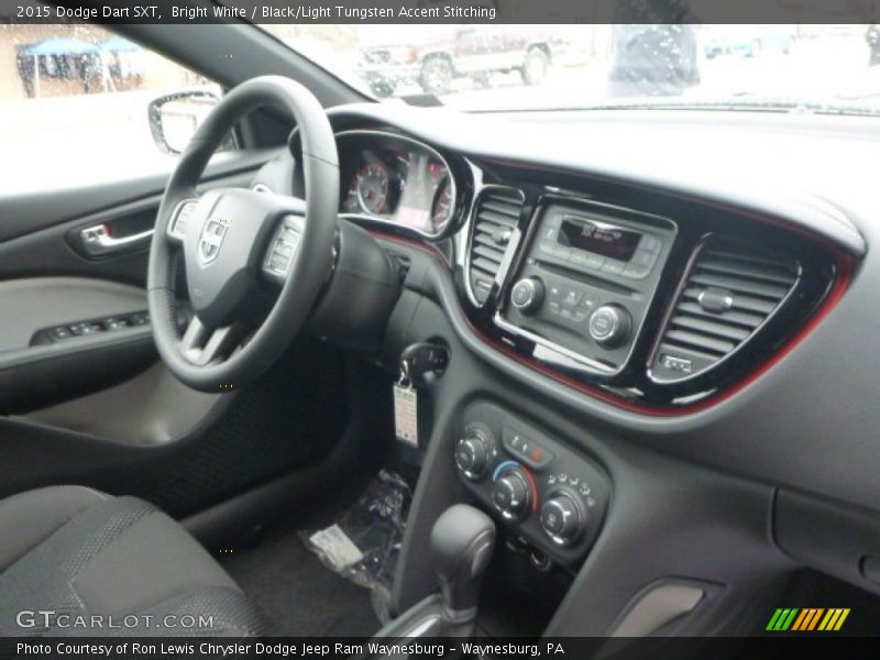 Bright White / Black/Light Tungsten Accent Stitching 2015 Dodge Dart SXT