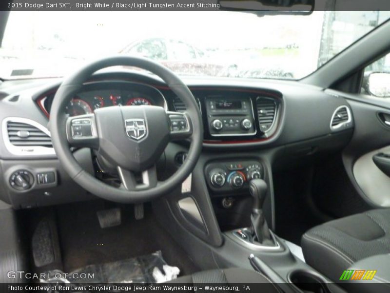 Bright White / Black/Light Tungsten Accent Stitching 2015 Dodge Dart SXT
