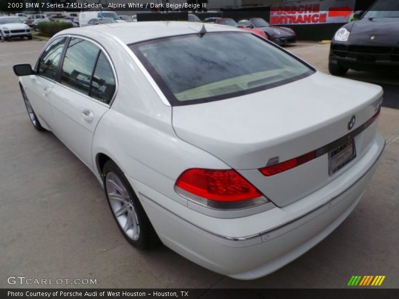 Alpine White / Dark Beige/Beige III 2003 BMW 7 Series 745Li Sedan